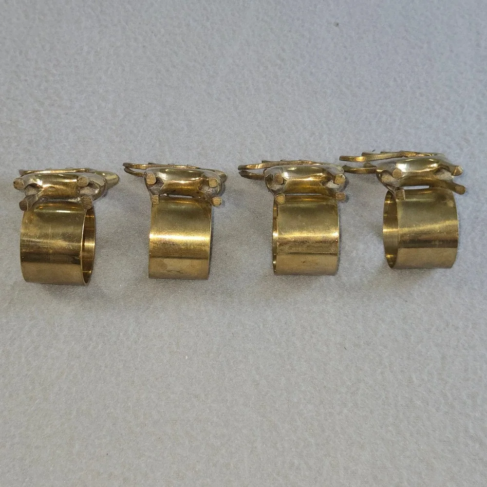 Unbranded Reindeer Napkin Rings Unisex OS Gold Brass Set of 4‎ Holiday Christmas